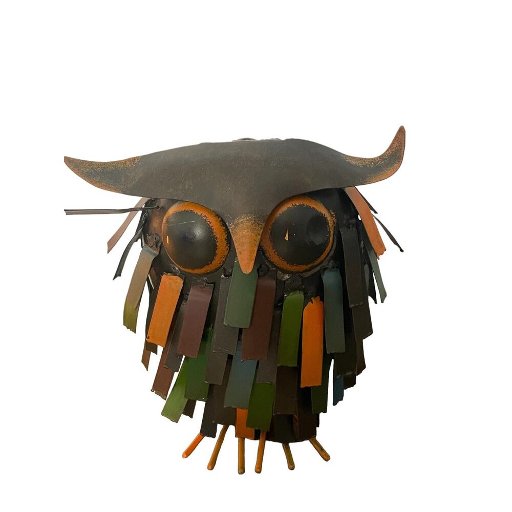 SCULPTURES‎ & FIGURINES - SPIKEY WOODLAND OWL SCULPTURE METAL Decor fall ‼️